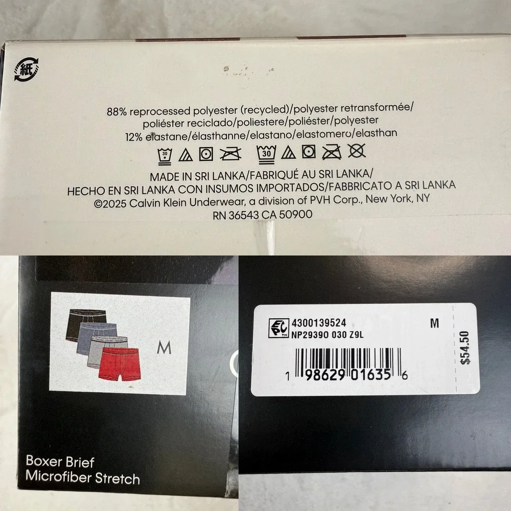 Calvin Klein Mens 4 Pack Microfiber Stretch Boxer Briefs Multicolor Medium New